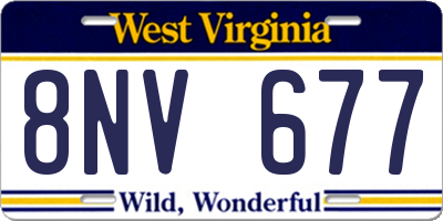 WV license plate 8NV677