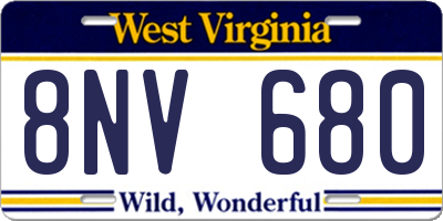 WV license plate 8NV680