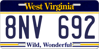 WV license plate 8NV692