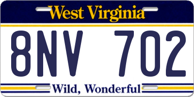 WV license plate 8NV702