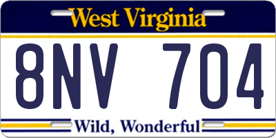 WV license plate 8NV704