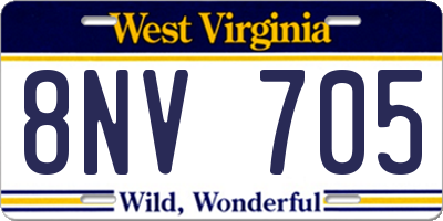WV license plate 8NV705