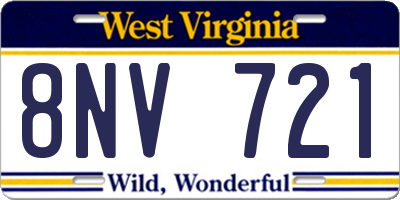 WV license plate 8NV721