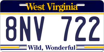 WV license plate 8NV722