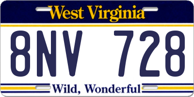 WV license plate 8NV728