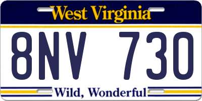 WV license plate 8NV730