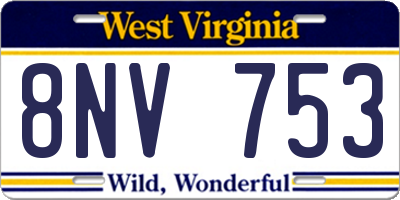 WV license plate 8NV753