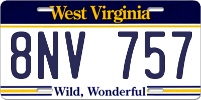 WV license plate 8NV757