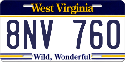 WV license plate 8NV760