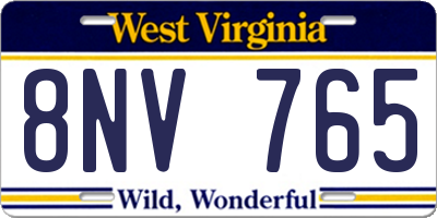 WV license plate 8NV765