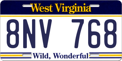 WV license plate 8NV768