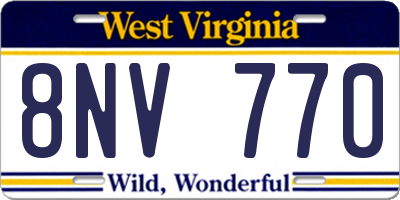 WV license plate 8NV770