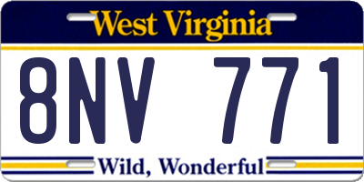 WV license plate 8NV771