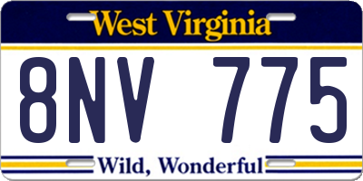 WV license plate 8NV775