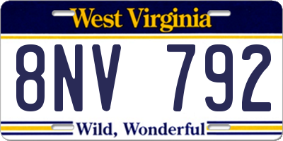 WV license plate 8NV792