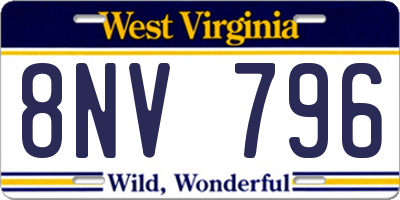 WV license plate 8NV796