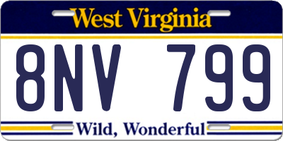 WV license plate 8NV799
