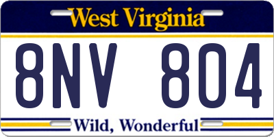 WV license plate 8NV804