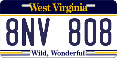 WV license plate 8NV808