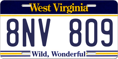 WV license plate 8NV809