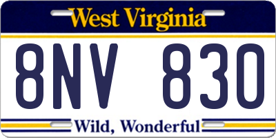 WV license plate 8NV830