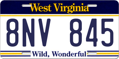 WV license plate 8NV845