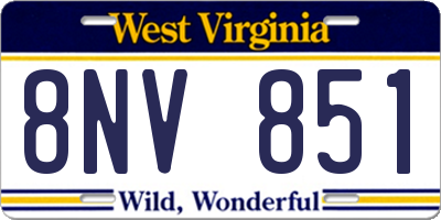 WV license plate 8NV851