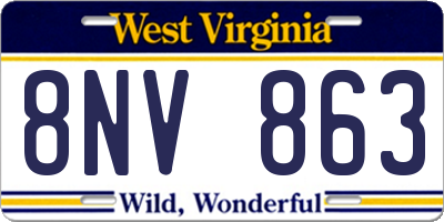 WV license plate 8NV863