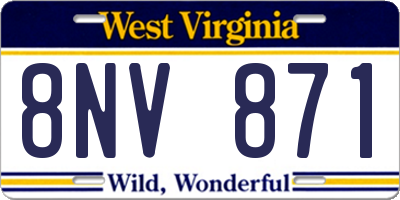 WV license plate 8NV871