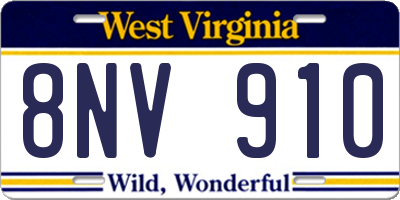WV license plate 8NV910