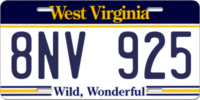 WV license plate 8NV925