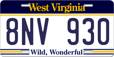 WV license plate 8NV930