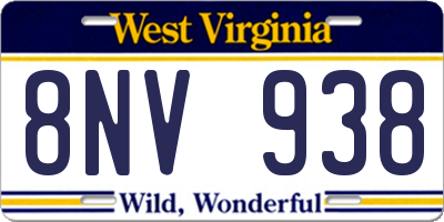 WV license plate 8NV938