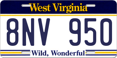 WV license plate 8NV950