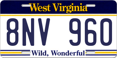 WV license plate 8NV960