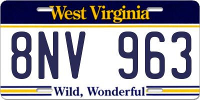 WV license plate 8NV963