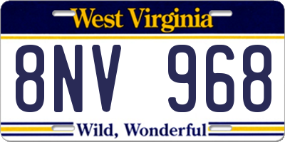 WV license plate 8NV968