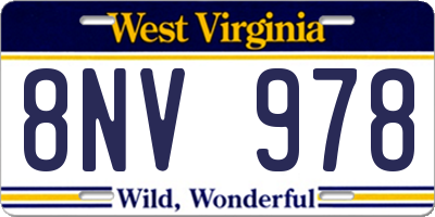 WV license plate 8NV978