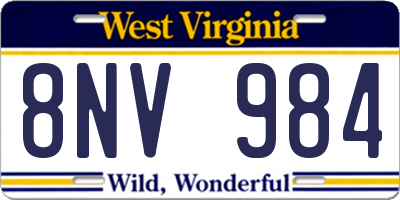 WV license plate 8NV984