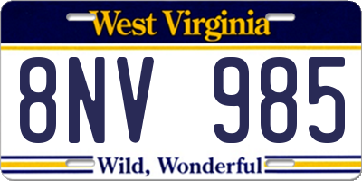 WV license plate 8NV985