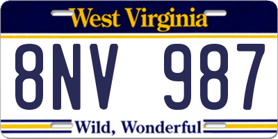 WV license plate 8NV987