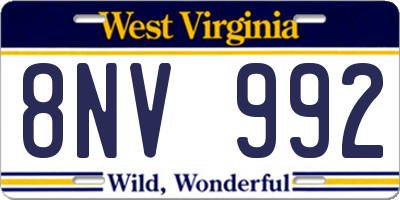 WV license plate 8NV992