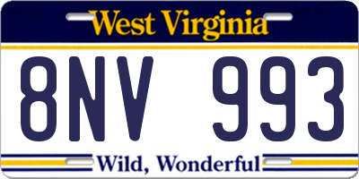 WV license plate 8NV993