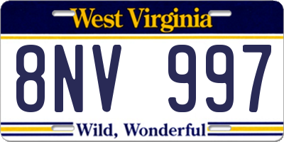WV license plate 8NV997