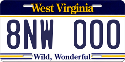 WV license plate 8NW000