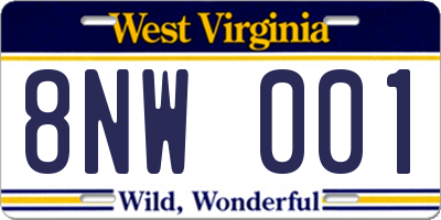 WV license plate 8NW001