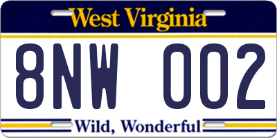 WV license plate 8NW002