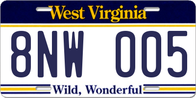 WV license plate 8NW005
