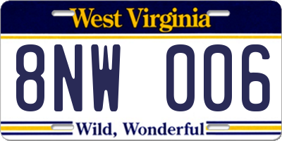 WV license plate 8NW006