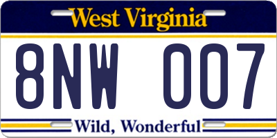 WV license plate 8NW007